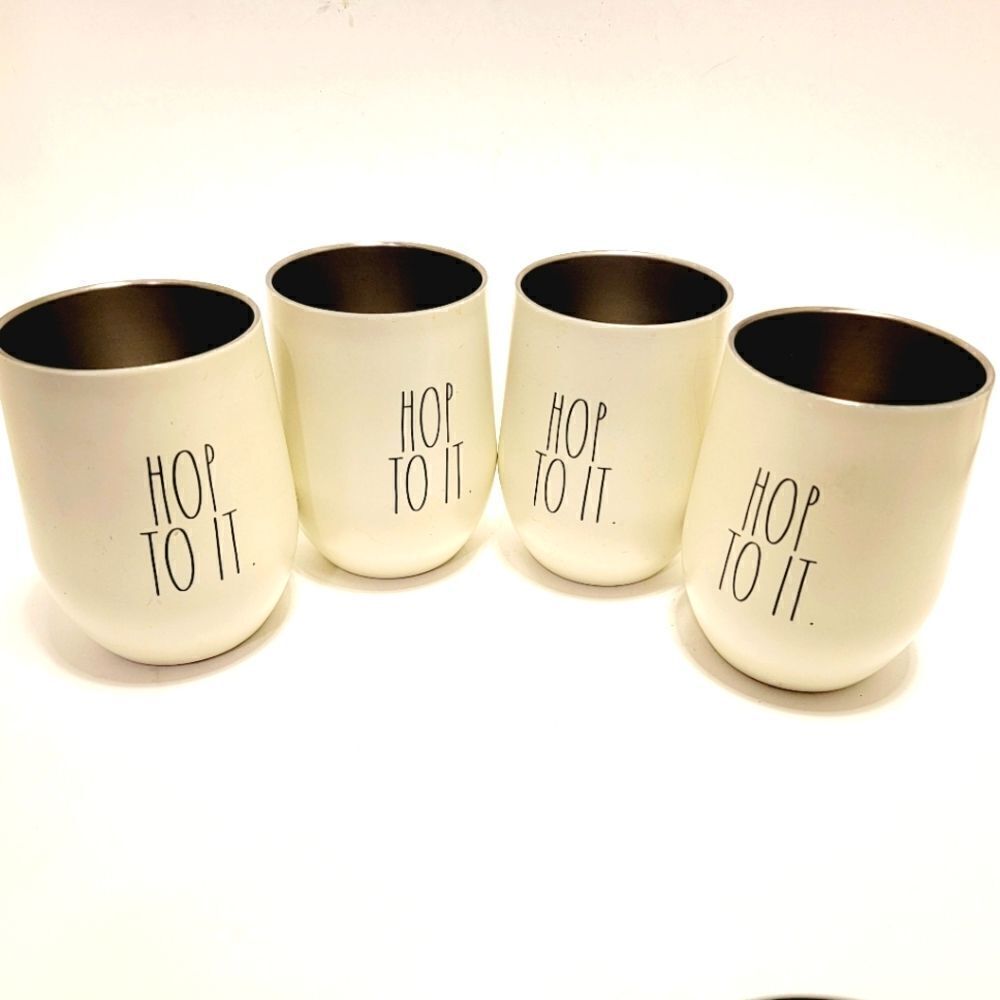 Rae Dunn Hop To It. Wine Tumblers Set of 4 No tops.
